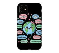 Hello in Different Languages Cute Kawaii Earth Planet Case for iPhone 11