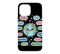 Hello in Different Languages Cute Kawaii Earth Planet Case for iPhone 13 Pro Max
