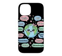 Hello in Different Languages Cute Kawaii Earth Planet Case for iPhone 14