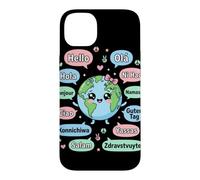 Hello in Different Languages Cute Kawaii Earth Planet Case for iPhone 14 Plus