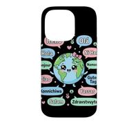 Hello in Different Languages Cute Kawaii Earth Planet Case for iPhone 14 Pro