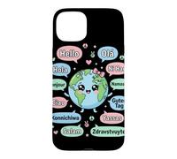 Hello in Different Languages Cute Kawaii Earth Planet Case for iPhone 15 Plus