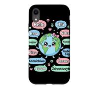 Hello in Different Languages Cute Kawaii Earth Planet Case for iPhone XR