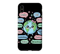 Hello in Different Languages Cute Kawaii Earth Planet Case for iPhone XS Max