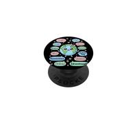 Hello in Different Languages Cute Kawaii Earth Planet PopSockets Adhesive PopGrip