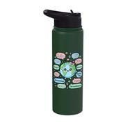 Hello in Different Languages Cute Kawaii Earth Planet Stainless Steel Insulated Water Bottle