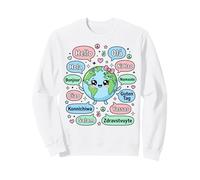 Hello in Different Languages Cute Kawaii Earth Planet Sweatshirt