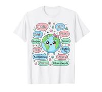 Hello in Different Languages Cute Kawaii Earth Planet T-Shirt