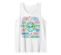 Hello in Different Languages Cute Kawaii Earth Planet Tank Top