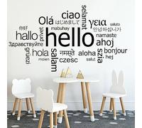 Hello in Different Languages Vinyl Decal Office Welcome Wall Sticker Decor Living Room Classroom Decoration Art Mural,Black,74x42cm