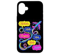 Hello in Different Languages World Travel Airplane Polyglot Case for iPhone 16 Plus