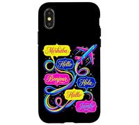 Hello in Different Languages World Travel Airplane Polyglot Case for iPhone X/XS
