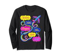 Hello in Different Languages World Travel Airplane Polyglot Long Sleeve T-Shirt