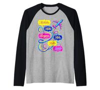 Hello in Different Languages World Travel Airplane Polyglot Raglan Baseball Tee