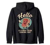Hello Is It Meat You're Looking For? Funny Meat Lover Pun Zip Hoodie