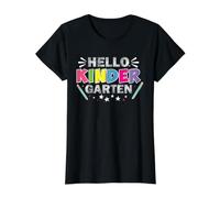 Hello Kindergarten Back to School Teacher Student Kids Value Graphic T-Shirt, Women, Black, S