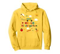 Hello Kindergarten Boys School Adventure Cheerful Learning Pullover Hoodie, Adult Unisex, Lemon, L
