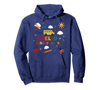 Hello Kindergarten Boys School Adventure Cheerful Learning Pullover Hoodie, Adult Unisex, Navy, XXL