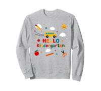 Hello Kindergarten Boys School Adventure Cheerful Learning Sweatshirt, Adult Unisex, Heather Grey, L
