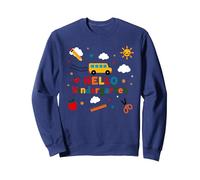 Hello Kindergarten Boys School Adventure Cheerful Learning Sweatshirt, Adult Unisex, Navy, S
