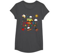 Hello Kindergarten Boys School Adventure Cheerful Learning T-Shirt, Girls, Dark Heather Grey, XS