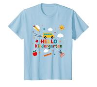 Hello Kindergarten Boys School Adventure Cheerful Learning T-Shirt, Kids, Baby Blue, 3 Years