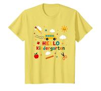 Hello Kindergarten Boys School Adventure Cheerful Learning T-Shirt, Kids, Lemon, 3 Years