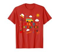 Hello Kindergarten Boys School Adventure Cheerful Learning T-Shirt, Men, Red, L