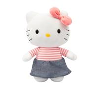 Hello Kitty 12-Inch Medium Plush Toy - Denim Skirt and Pink Stripe Top, Soft and Huggable, for All Ages - Gift-Ready Box Included, Adorable Collectible Plush, Perfect for Cuddling
