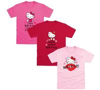 Hello Kitty 3 Pack Girls T-Shirts - 100% Cotton Short Sleeve Tops - Cute & Stylish Designs - Sizes 9-10 Years Pink