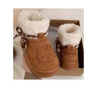 (Hello Kitty, 40-41) Sanrio Hello Kitty Snow Boots Anime Women Y2k Winter Girl Plush Snow Boots Cute Warm Cotton Shoes Kawaii Non Slip Short Boot
