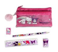 Hello Kitty 5 Piece Stationery Set with Pencil Case, Pencil, Ruler, Eraser and Sharpener for Kids