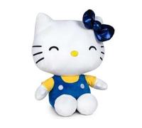 Hello Kitty 50th Anniversary Plush Toy - Soft Collectible Character Inspired by the Adventures of the Kitty Cat - Height 16 cm (Blue)