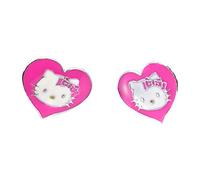 Hello Kitty 925 Original Sterling Silver Range Pink Enamel Heart Shaped Earrings, Yellow,White