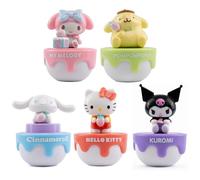 Hello Kitty Action Figure, Blind Bag, Flasheez, Erasers & Slime Bundles - (Strawberry Cake Surprise Figures - Set of All 5)