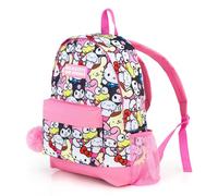 Hello Kitty and Friends Girls School Backpack | Teens and Kids Travel Rucksack with Fluffy Charms | Sanrio Gifts Cute Anime Bag