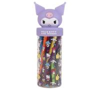 Hello Kitty and Kuromi Unisex Pencil Case - Stationery Accessory Set with Pot and Pencils, Purple, Official License, One Size, Ideal for School, Back to School and Gift
