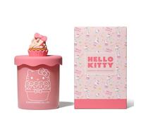 Hello Kitty Bakery Strawberry Cupcake Scented Candle with Decorative Silicone Cupcake Lid - Sweet Fragrance, Reusable Pink Glass Jar