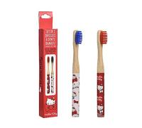 Hello Kitty Bamboo Toothbrush for Kids with Soft Rounded Bristles and Comfortable Handle Grip for Children Ages 4+, BPA Free and Vegan Friendly Toothbrushes, Pack of 2