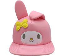 Hello Kitty Baseball Cap, Women's Snapback Hat with Flat Brim and 3D Ribbon and Ears, Pink, One Size