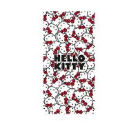Hello Kitty Beach Towel 140 x 70cm 100% Cotton Velour-Feel White Red Cats