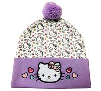 Hello Kitty Beanie Cap for Women & Girls | Sanrio Winter Pom Pom Hats | Kawaii Cat | One Size | Officially Licensed, Purple, One Size