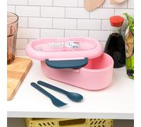 Hello Kitty Bento Box - Officially Licensed Sanrio Lunch Box with Divider, Fork & Spoon Set, Dishwasher & Microwave Safe, Perfect for Work, School or Picnics | Paladone, Pink