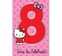 HELLO KITTY BIRTHDAY CARD WITH STICKERS AGE 8, CARD FOR HELLO KITTY LOVERS, 8TH BIRTHDAY, FOR HER, SISTER, DAUGHTER, COUSIN