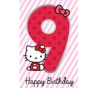 HELLO KITTY BIRTHDAY CARD WITH STICKERS AGE 9, CARD FOR HELLO KITTY LOVERS, 9TH BIRTHDAY, FOR HER, SISTER, DAUGHTER, COUSIN