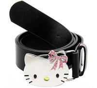 Hello Kitty Black Beauty belt -Hello Kitty PU Leather belt Chrome Buckle with Pink Austrian Crystal- Black
