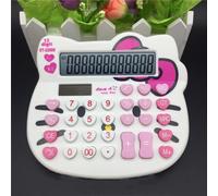 Hello Kitty Calculator Super Cute, Study Gift for School Office Workers, Solar and Battery Powered (White)