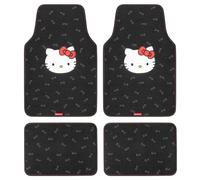 Hello Kitty Carpet Car Floor Mats - Universal Fit for Cars, SUVs & Trucks - Black with Red Bow & Hello Kitty Print - Front & Rear Set, 4 Piece Car Accessories