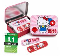 Hello Kitty Children's Plaster - Metal Box - 24 Plasters - Beautiful Design Plaster Storage Box for Children - Suitable for Backpack - Handbag
