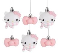 Hello Kitty Christmas bauble set, unbreakable tree baubles, plastic Christmas tree decorations, set (G)